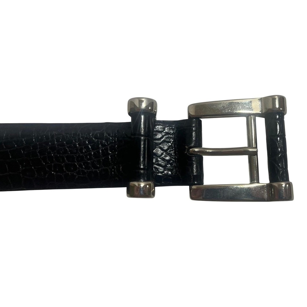 VTG Carlisle Black Reptile Design Leather Belt W/ Leather & Silver Buckle Small - Picture 3 of 7